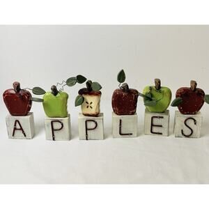Rustic Wooden Farmhouse Wooden Letter Blocks Spelling Apples